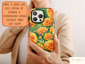 Marigold Flower Phone Case – Watercolor Yellow & Orange Floral Design