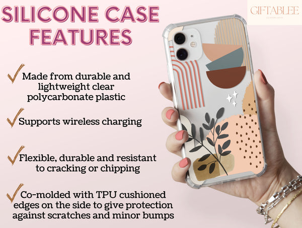 Boho Abstract Phone Case – Earthy Modern Botanical Art Design