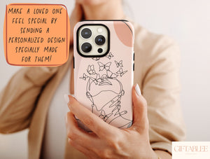 Abstract Butterfly Phone Case – Feminine Woman, Floral & Line Art Design