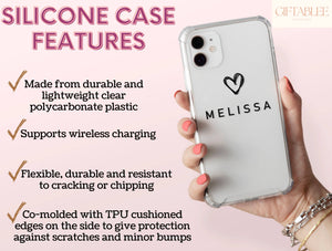 Minimalist Personalized Phone Case – Custom Name & Heart Phone Cover