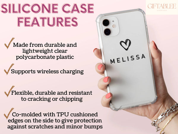 Minimalist Personalized Phone Case – Custom Name & Heart Phone Cover