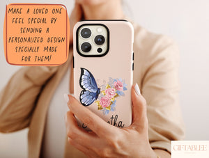Floral Butterfly Phone Case – Personalized Monarch Name Cover