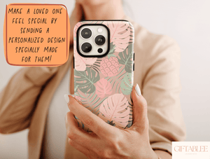 Tropical Pattern Phone Case – Pastel Monstera, Pink Pineapple & Floral Botanical Design