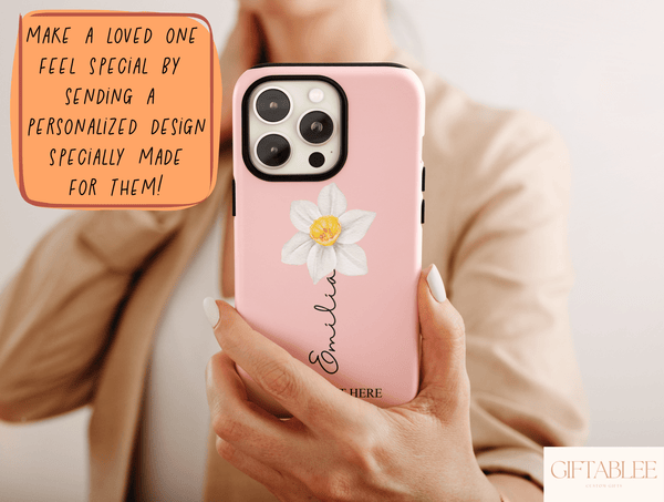 Personalized Birth Flower Phone Case – Custom Name & Birth Month Floral Design