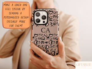 Personalized Leopard Print Phone Case – Custom Initials Heart