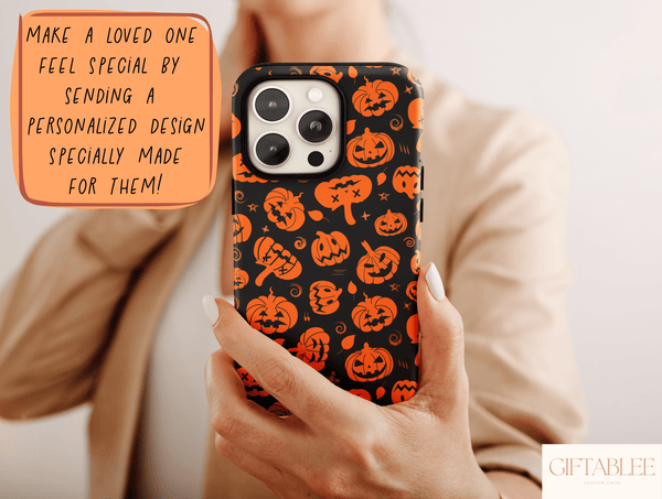 Pumpkin Print Phone Case – Cute Halloween Jack O Lantern Cover