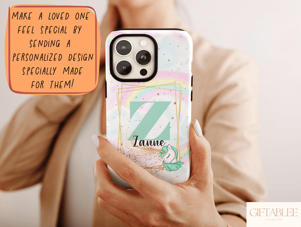 Personalized Unicorn Kids Phone Case – Custom Name & Monogram