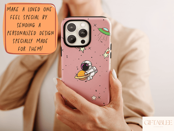 Cute Astronaut Phone Case – Cartoon Space & Colorful Galaxy Design