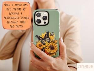 Sunflower Butterfly Phone Case – Bright Yellow Floral & Butterfly Design
