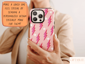 Retro Lightning Bolt Phone Case – Pink Aesthetic Style