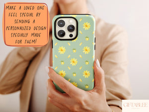 Yellow Daisy Phone Case – Sage Green Floral & Spring Botanical Pattern