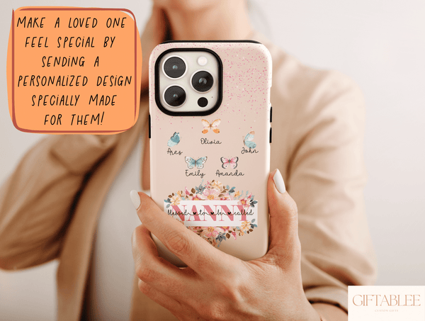 Blessed To Be Called Nanny Phone Case – Personalized Floral & Butterfly Design