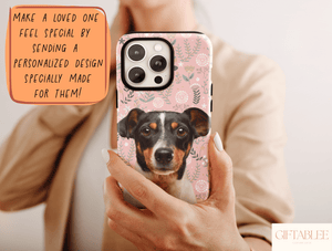 Custom Pet Face Phone Case – Personalized Floral Dog Photo Cover
