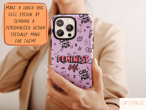 Feminist AF Phone Case – Bold Girl Power Doodle Design