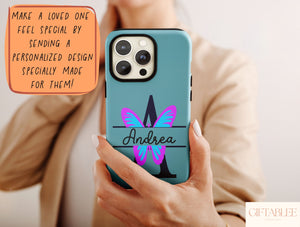 Butterfly Initial Phone Case – Personalized Name & Colorful Monogram Design