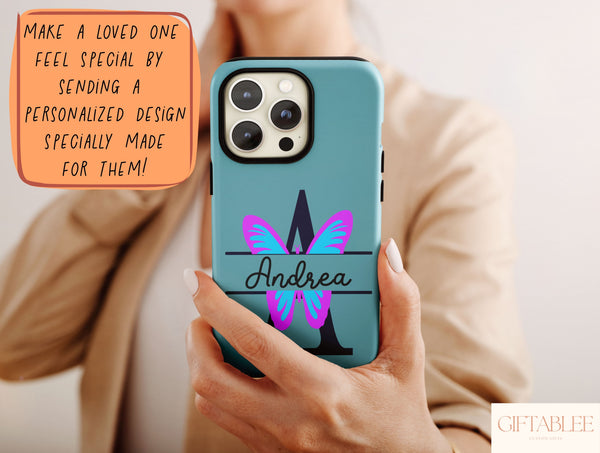Butterfly Initial Phone Case – Personalized Name & Colorful Monogram Design