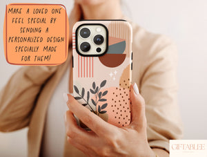 Boho Abstract Phone Case – Earthy Modern Botanical Art Design