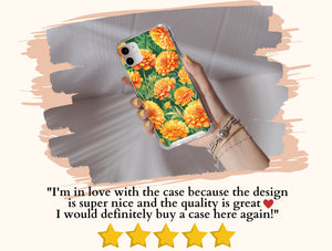 Marigold Flower Phone Case – Watercolor Yellow & Orange Floral Design