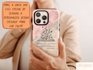 Bookish Phone Case – Open Book, Botanical & Butterfly Literary Design