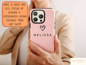 Minimalist Personalized Phone Case – Custom Name & Heart Phone Cover