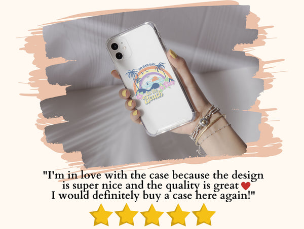 Summer Beach Phone Case – Colorful Retro Tropical Beach Scene