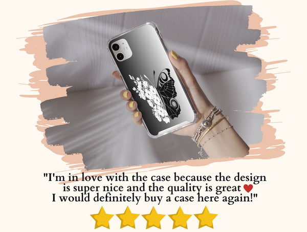Black White Butterfly Phone Case – Elegant Floral Art Design