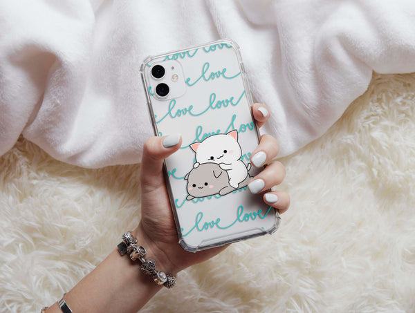 Couple Cats Phone Case – Cute Kawaii Cuddling Cat Couple Design