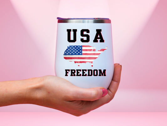 USA Flag Gifts Wine Tumbler, Patriot's Day Tumbler For American Independence Day Gift, Patriot Wine Tumbler, USA Wine Tumbler For Patriot