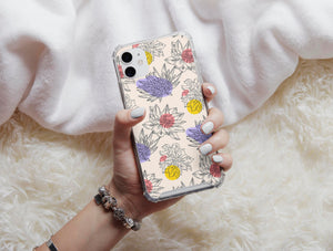 Hand Drawn Flowers Phone Case – Colorful Botanical Floral Design