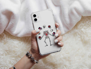 Funny Dancing Skeleton Phone Case | Whimsical Skull Halloween Phone Cover | Gothic Art Case