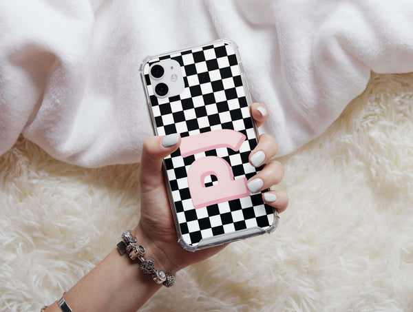 Personalized Checker Board Phone Case – Custom Name, Initials & Retro Y2K Design