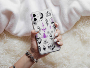 Esoteric Witch Phone Case – Mystical Crystal & Moon Pattern