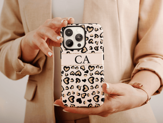Personalized Leopard Print Phone Case, Leopard Print Phone Case For Women Christmas Gift, Monogram Case, Personalized Leopard Case For Her