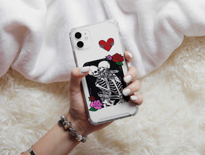 Skeleton Lovers Phone Case – Gothic Romance Rose Phone Cover