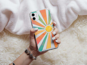 Boho Sun Rays Phone Case – Retro Mid Century Sunshine Design