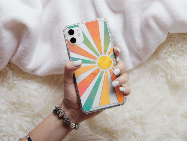 Boho Sun Rays Phone Case – Retro Mid Century Sunshine Design