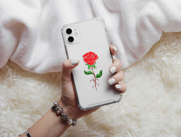 Simple Rose Phone Case – Single Red Rose Minimalist Floral Design