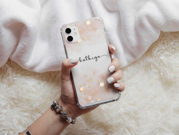 Bokeh Effect With Name Phone Case – Personalized Sparkle & Heart Design
