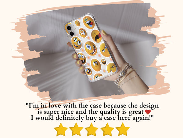 Funny Emoji Phone Case – Kawaii Sticker Bomb Design
