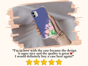 Tulip Flower Phone Case – Watercolor Pink & Lavender Floral Botanical Design