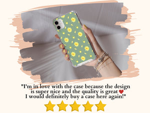 Yellow Daisy Phone Case – Sage Green Floral & Spring Botanical Pattern