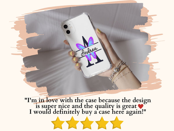 Butterfly Initial Phone Case – Personalized Name & Colorful Monogram Design