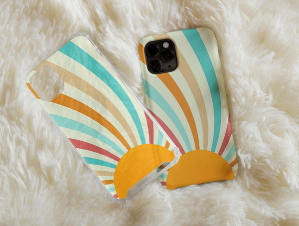 Retro Sun Print Phone Case – Vintage Sunburst Design