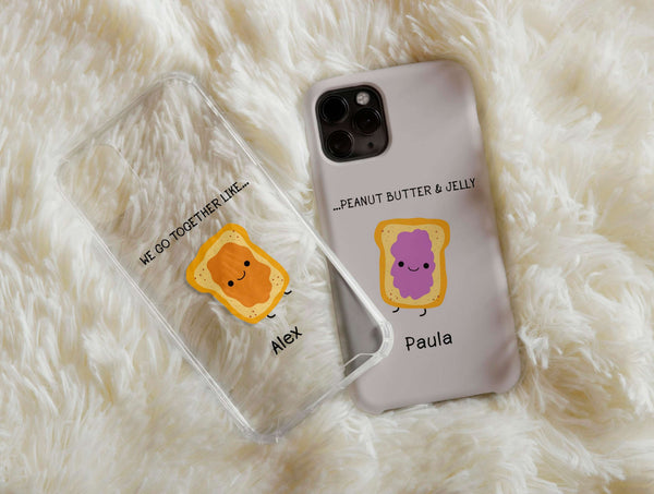 Matching Toast Phone Case – Personalized Kawaii PB&J Couple Design