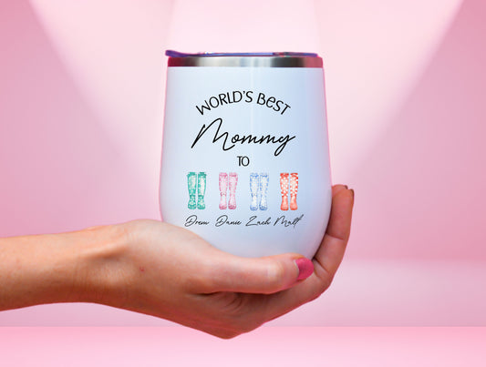 Personalized Mothers Day Wine Tumbler, Mothers Day Wine Tumbler For Mom’s Mother’s Day Gift, Custom Tumbler Mom, Rain Boots Wine Tumbler