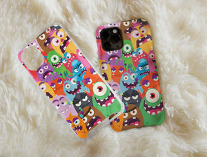 Doodle Monster Phone Case – Cute Cartoon Monster Pattern & Fun Kawaii Design