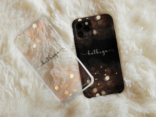 Bokeh Effect With Name Phone Case – Personalized Sparkle & Heart Design