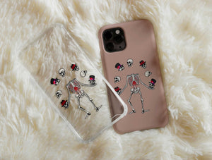 Funny Dancing Skeleton Phone Case | Whimsical Skull Halloween Phone Cover | Gothic Art Case
