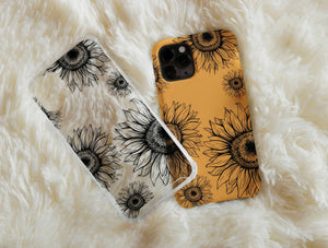 Sunflower Petals Drawing Phone Case – Rustic Floral Beauty
