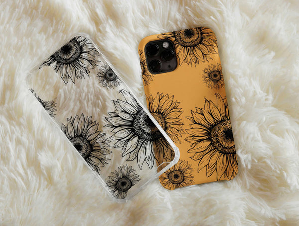 Sunflower Petals Drawing Phone Case – Rustic Floral Beauty